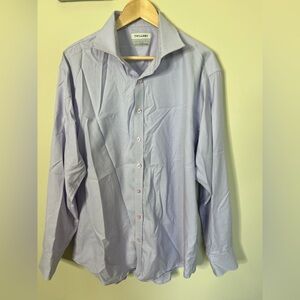Twillory Button Up Dress Shirt Long Sleeve Blue Pink Size 17.5 34/35